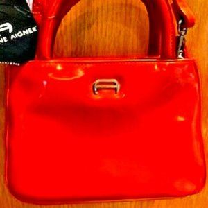 NWT Etienne Aigner Womens Tangerine Vinyl Zipped Crossbody Minibag